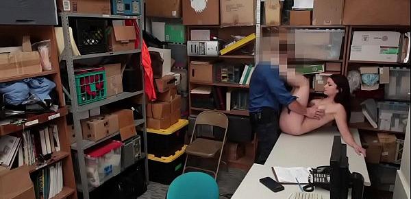  LP Officer screwing that shoplyfters wet shaved pussy on the desk balls deep!